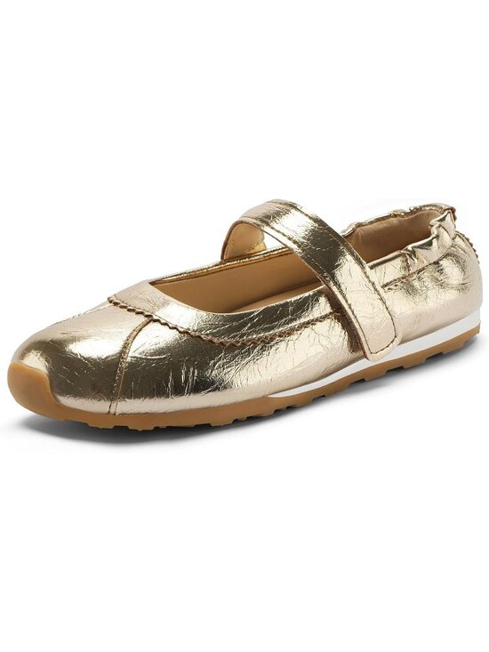 Shoes - Women's Gold Mary Jane Comfortable Ballet Flats Casual Non-Slip Flat Shoes
